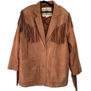 Urban Cowboy Men's Brown Leather Fringe Western Jacket Size Large